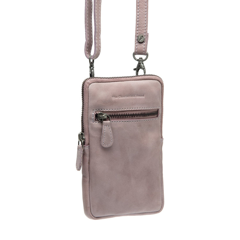 Lavender Lilac Leather Phone Bag Salta, front view