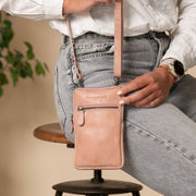 Vintage Rose Leather Phone Bag Salta, product view 2