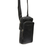 Black Leather Phone Bag Valdes, front view