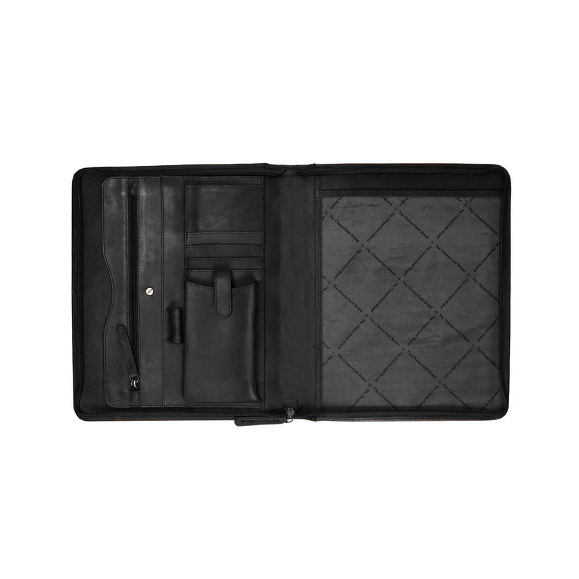 Black Leather Portfolio Barnet, front view
