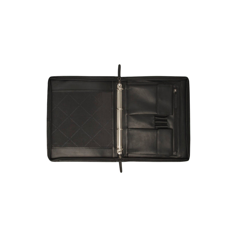 Black Leather Portfolio Moreton, front view
