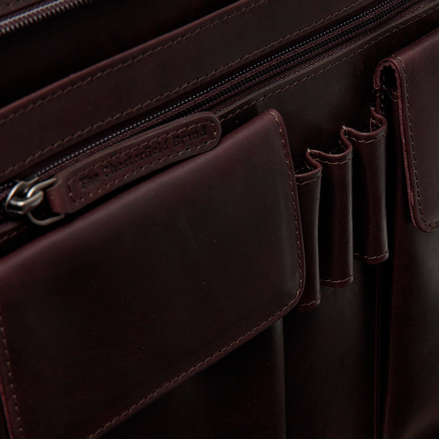 Brown Leather Portfolio Moreton, detail view 3