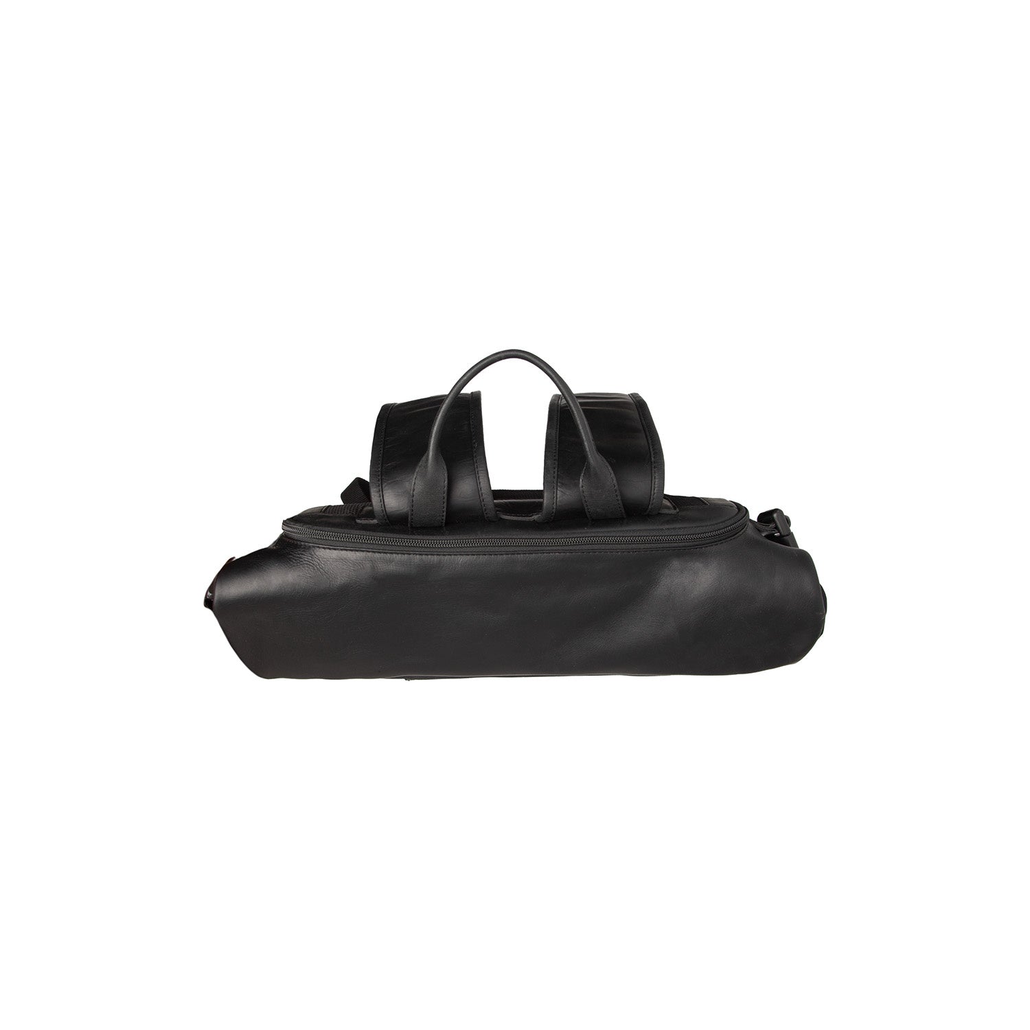 Black Leather Roll-top Backpack Bornholm, detail view 3