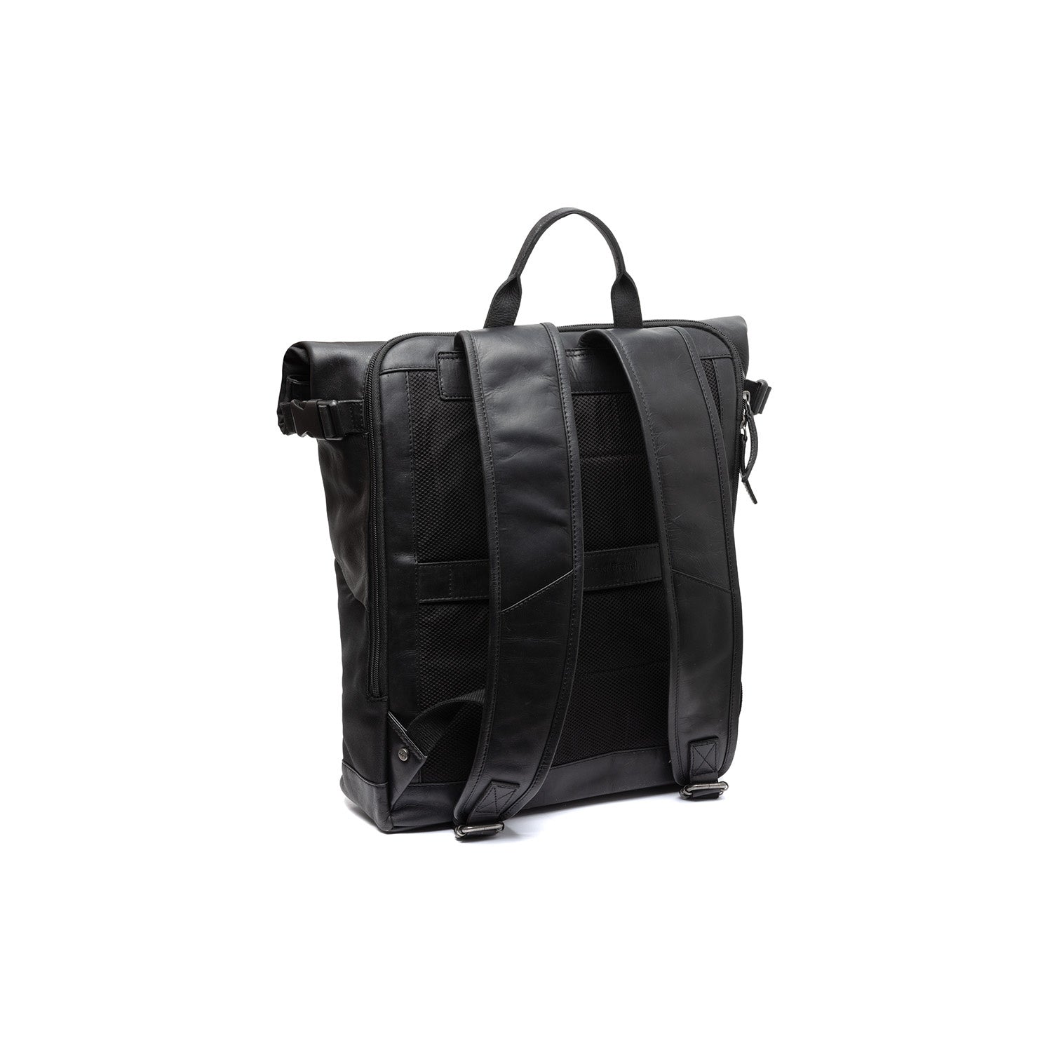 Black Leather Roll-top Backpack Bornholm, detail view 6