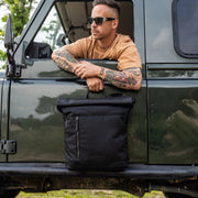Black Leather Roll-top Backpack Bornholm, product view 3