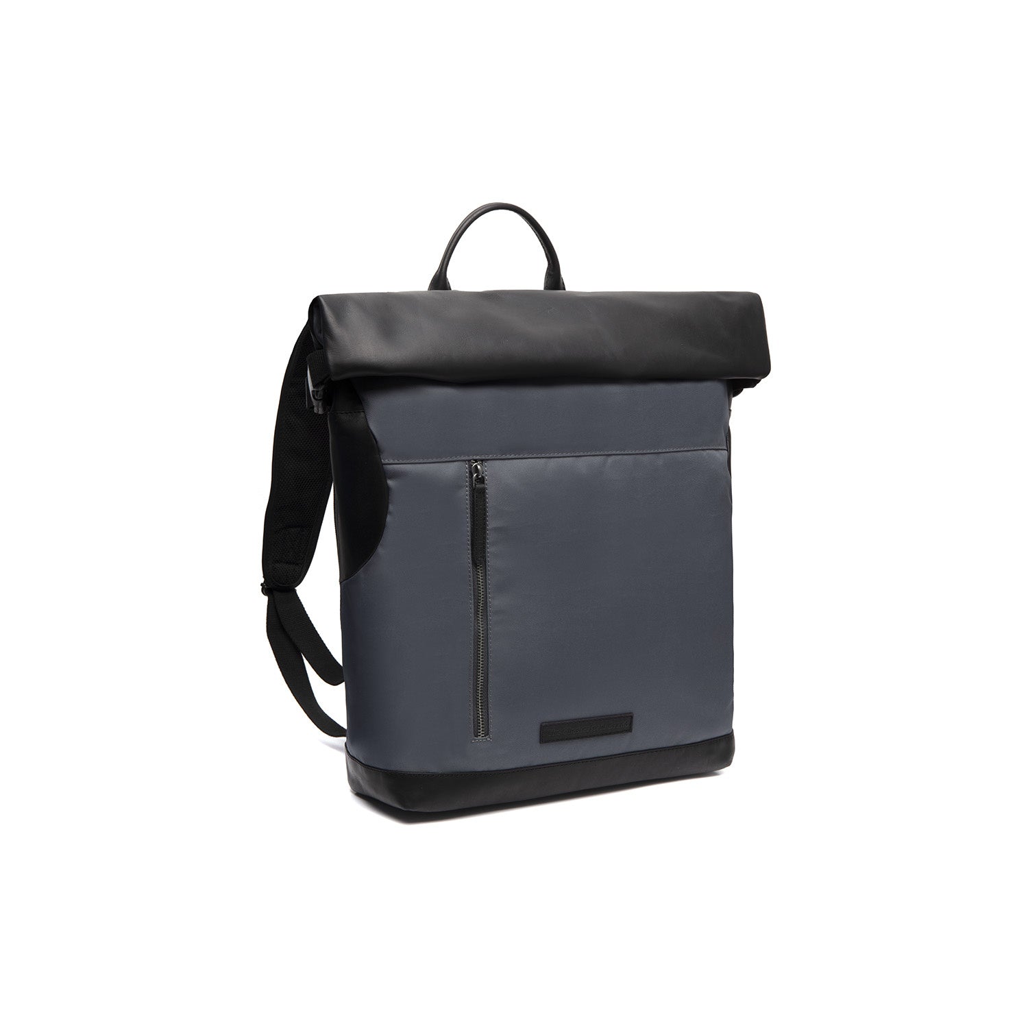 Light Grey Leather Roll-top Backpack Bornholm, front view