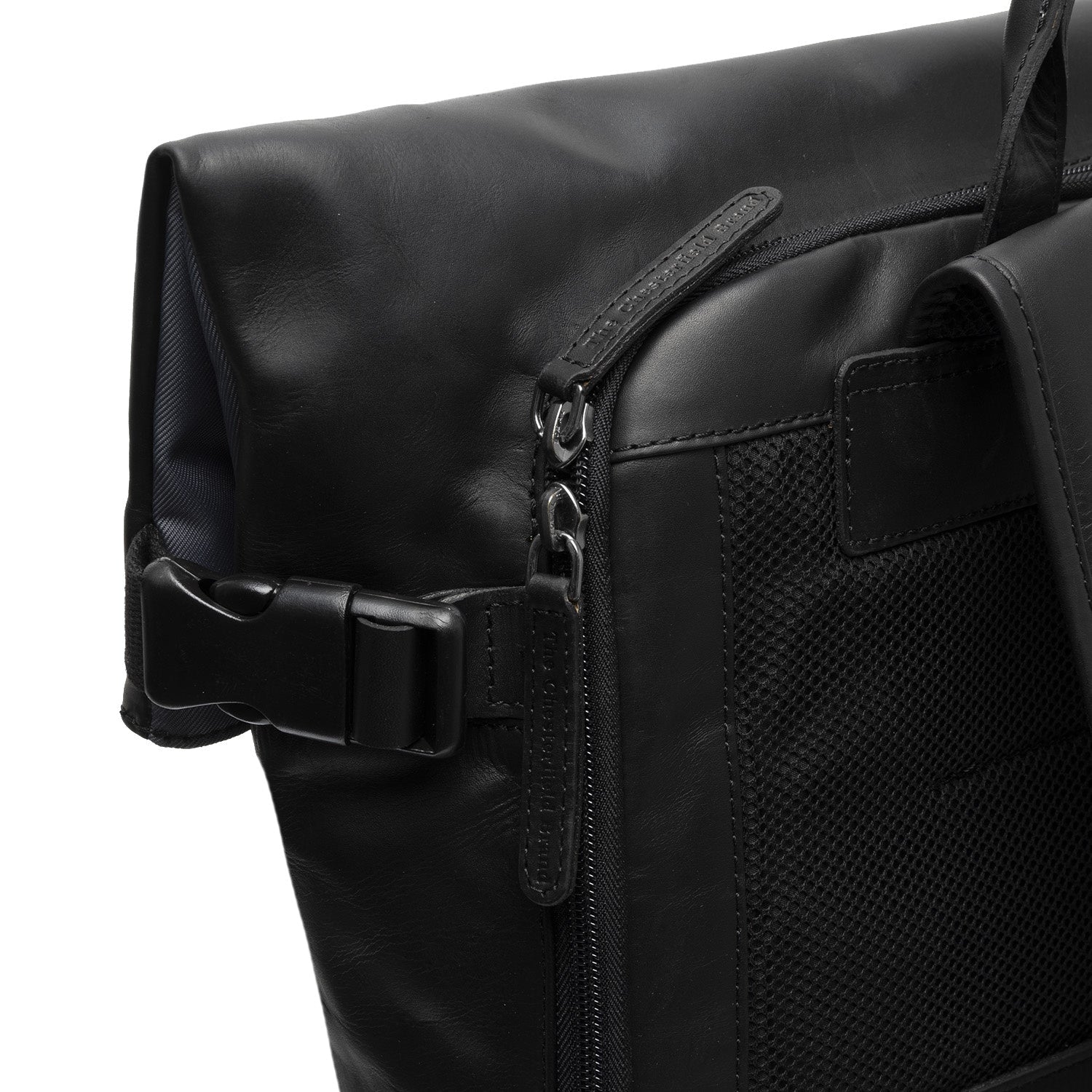 Light Grey Leather Roll-top Backpack Bornholm, product view 2