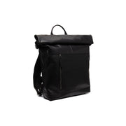 Black Leather Roll-top Backpack Liverpool, front view