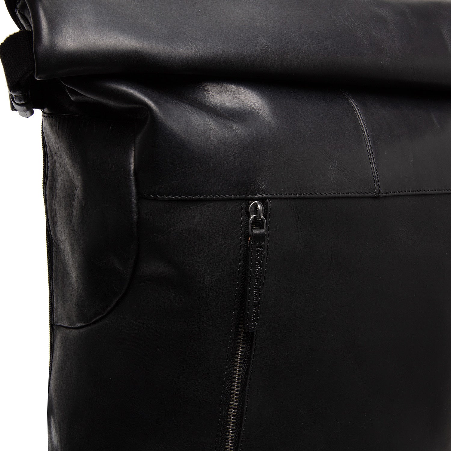 Black Leather Roll-top Backpack Liverpool, product view 3