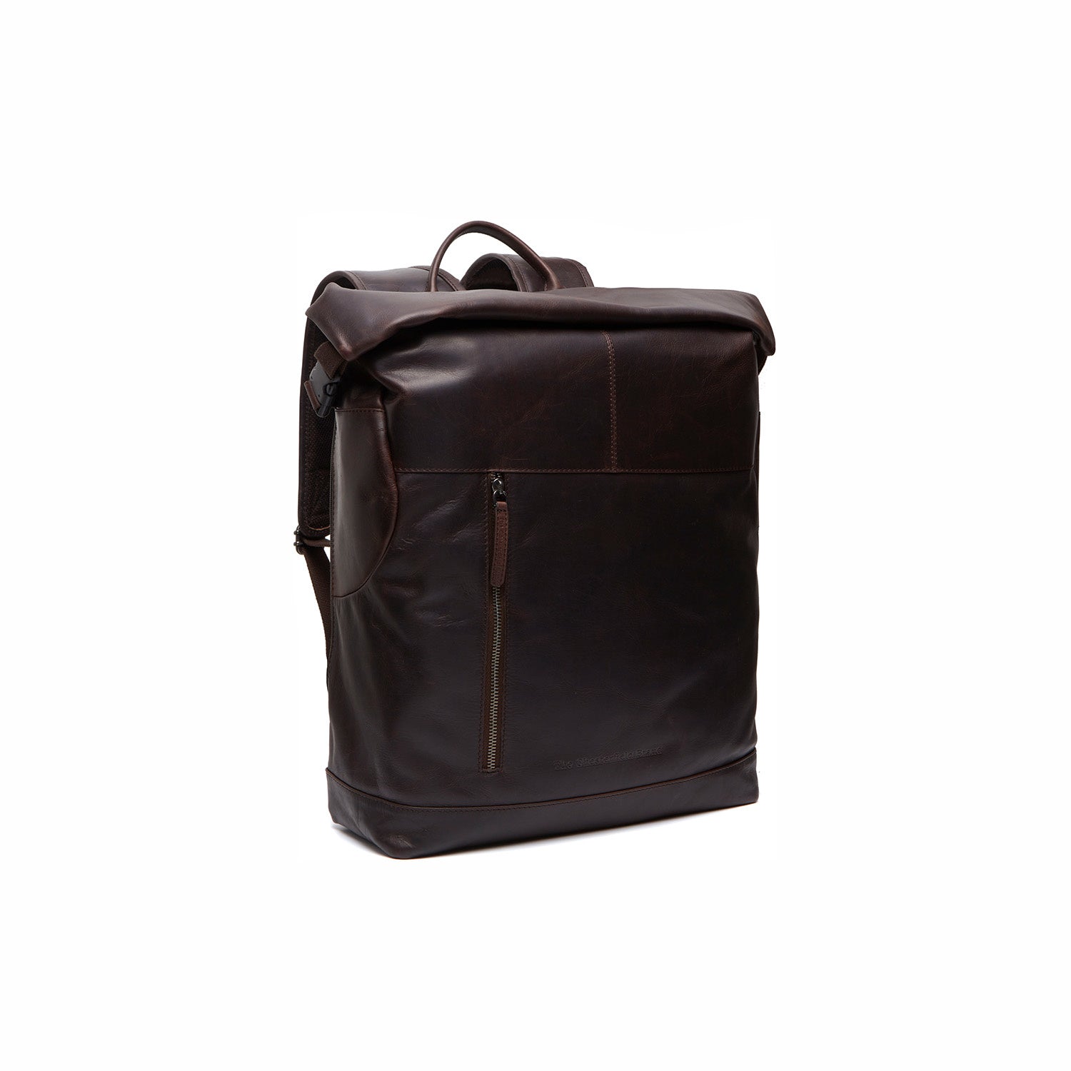 Brown Leather Roll-top Backpack Liverpool, front view