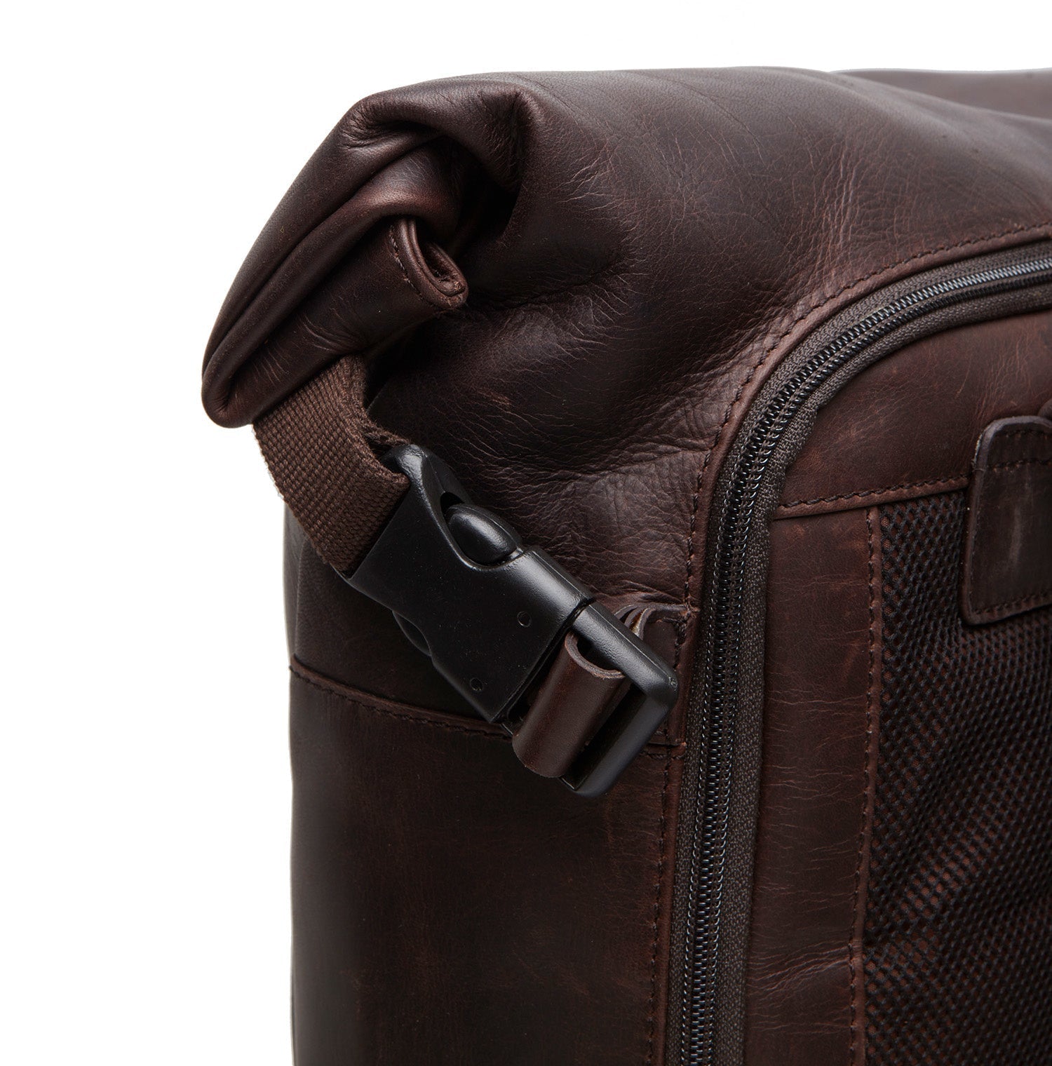 Brown Leather Roll-top Backpack Liverpool, product view 3