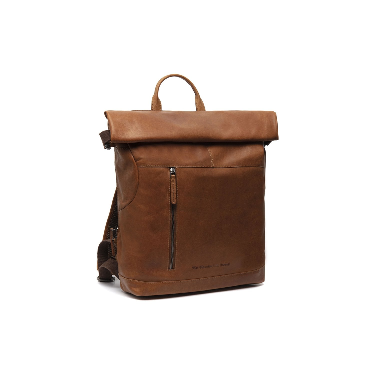 Cognac Leather Roll-top Backpack Liverpool, front view