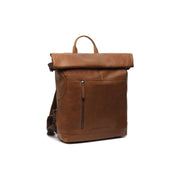 Cognac Leather Roll-top Backpack Liverpool, front view