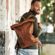 Cognac Leather Roll-top Backpack Liverpool, product view 2