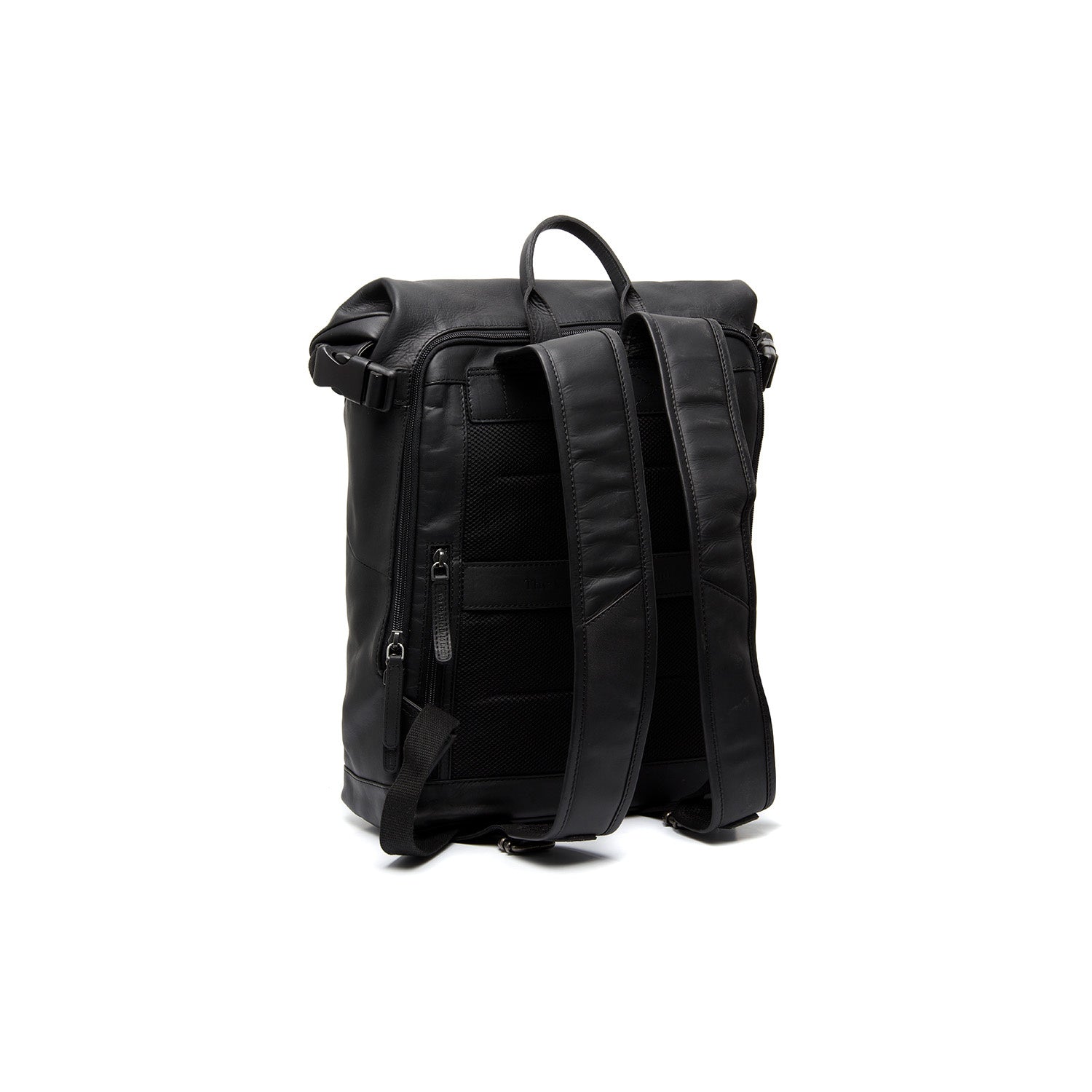 Black Leather Roll-top Backpack Mazara, detail view 5