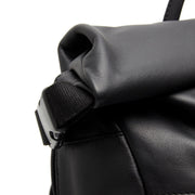 Black Leather Roll-top Backpack Mazara, product view 3