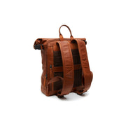 Cognac Leather Roll-top Backpack Mazara, detail view 6