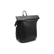 Black Leather Roll-top Backpack Remo, front view