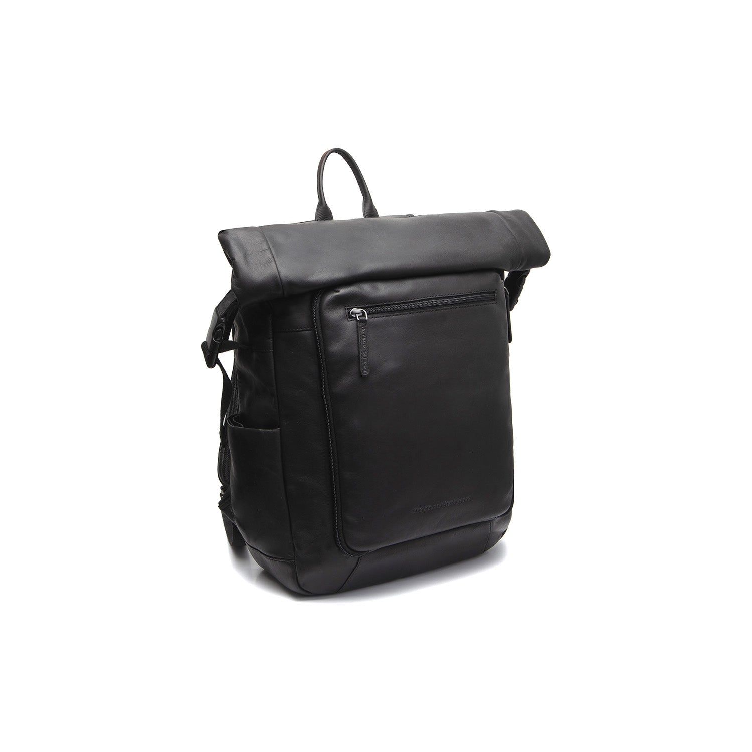 Black Leather Roll-top Backpack Remo, front view