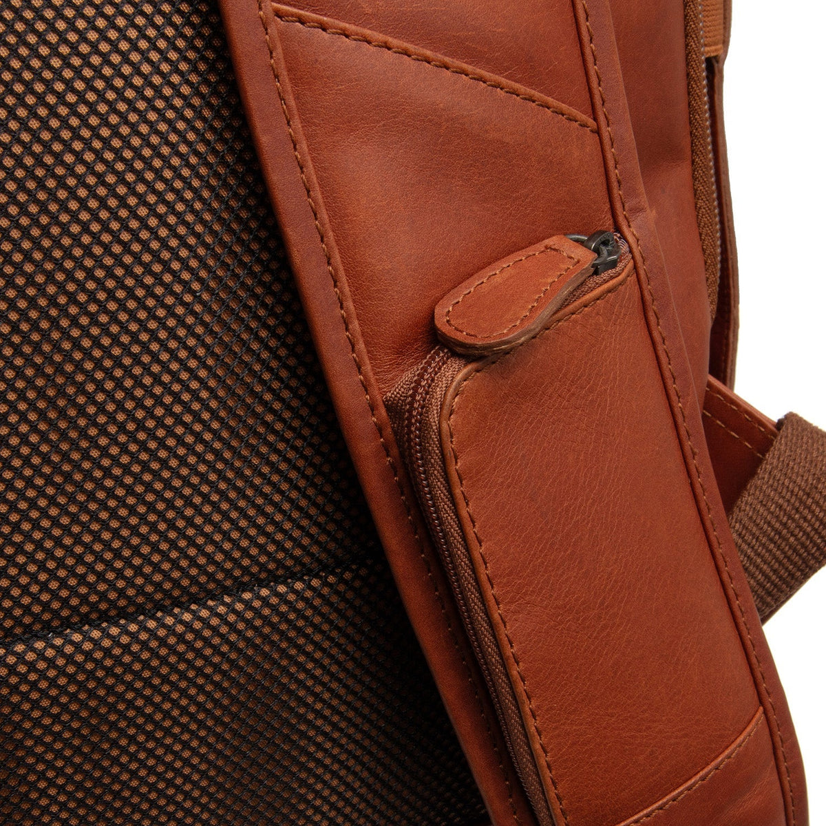 Cognac Leather Roll-top Backpack Remo, detail view 5