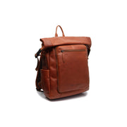 Cognac Leather Roll-top Backpack Remo, front view