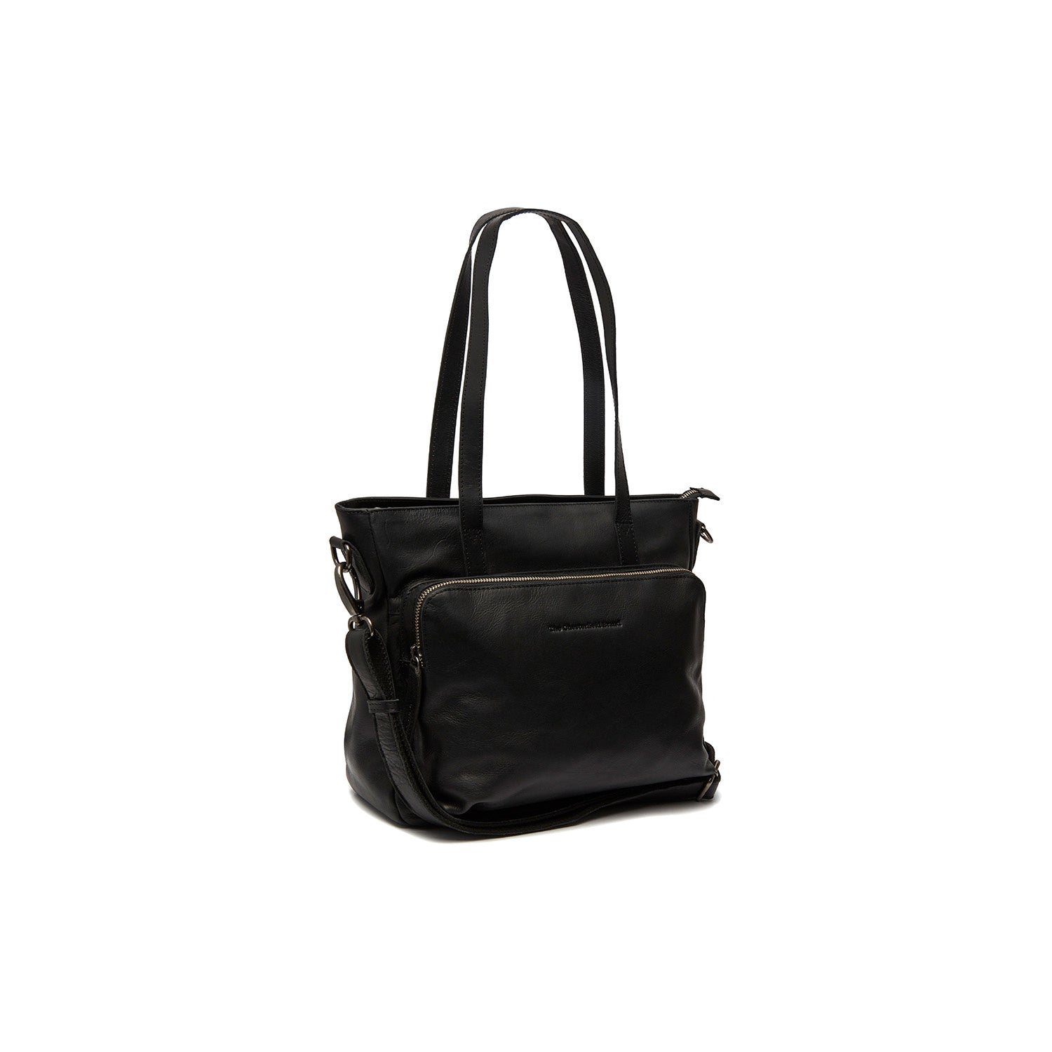 Black Leather Shopper Alicante, front view