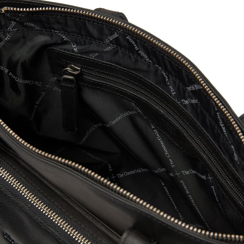 Black Leather Shopper Alicante, front view