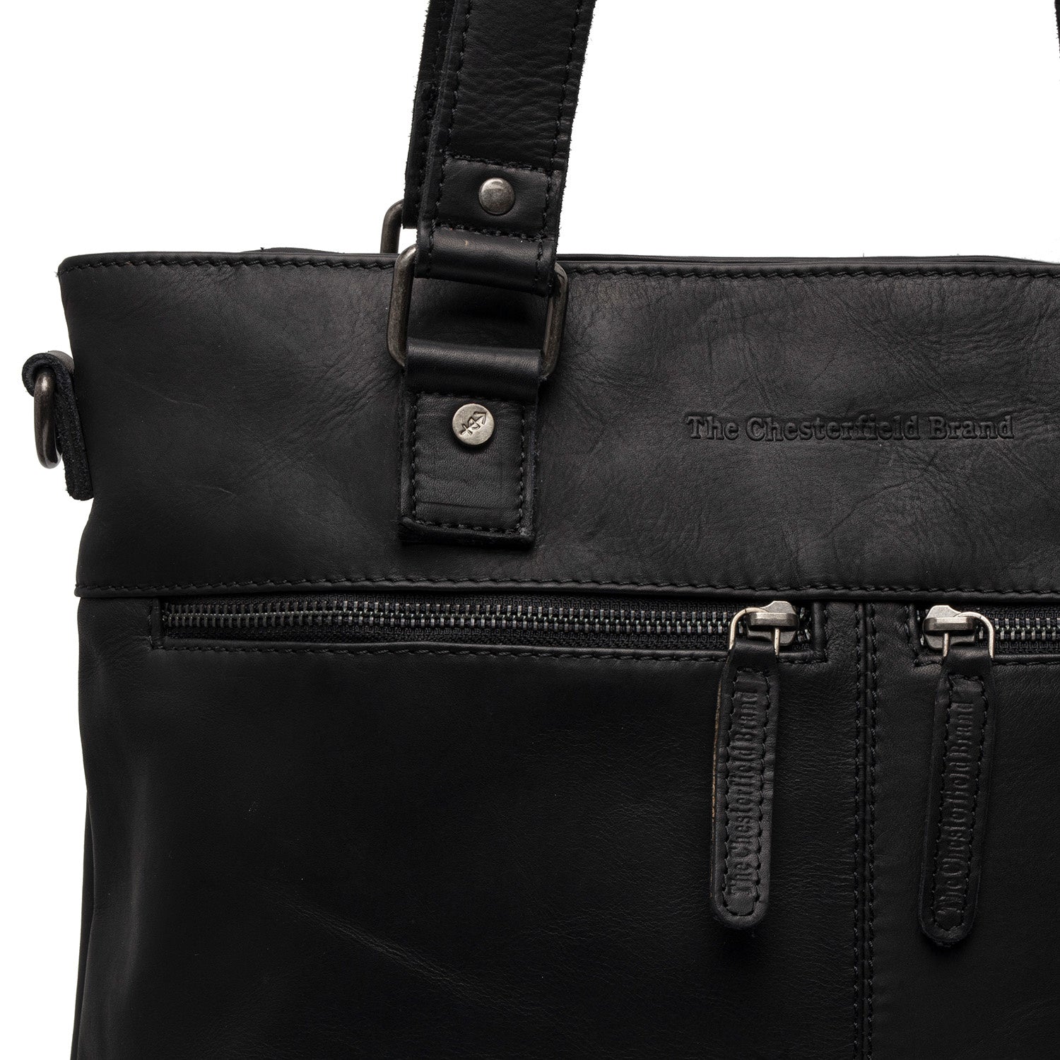 Black Leather Shopper Rome, detail view 1