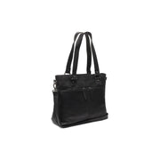 Black Leather Shopper Rome, front view