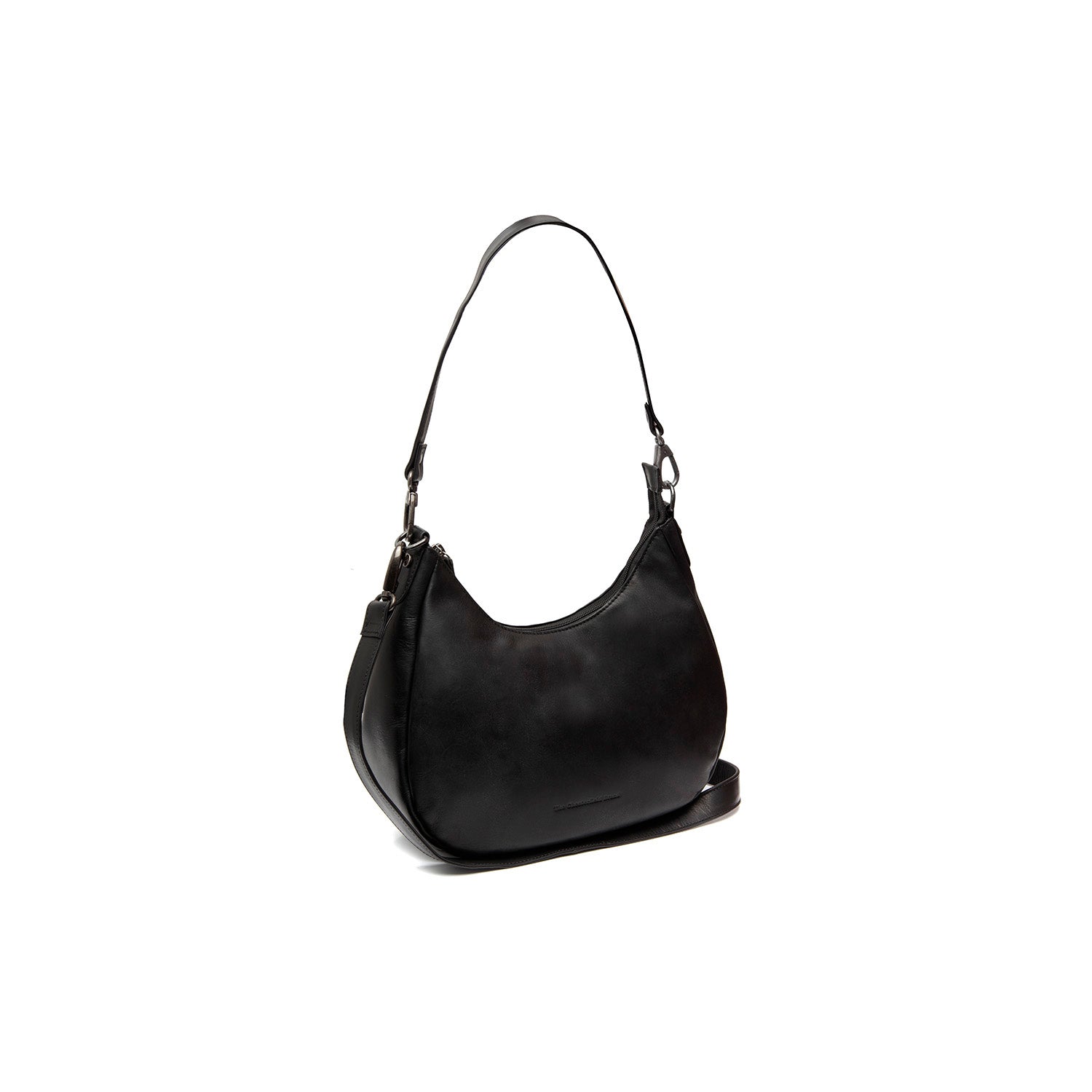 Black Leather Shoulder Bag Alexandria, front view