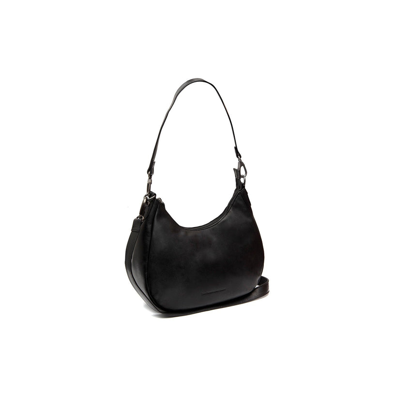 Black Leather Shoulder Bag Alexandria, front view
