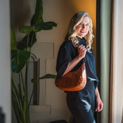 Cognac Leather Shoulder Bag Alexandria, product view 3