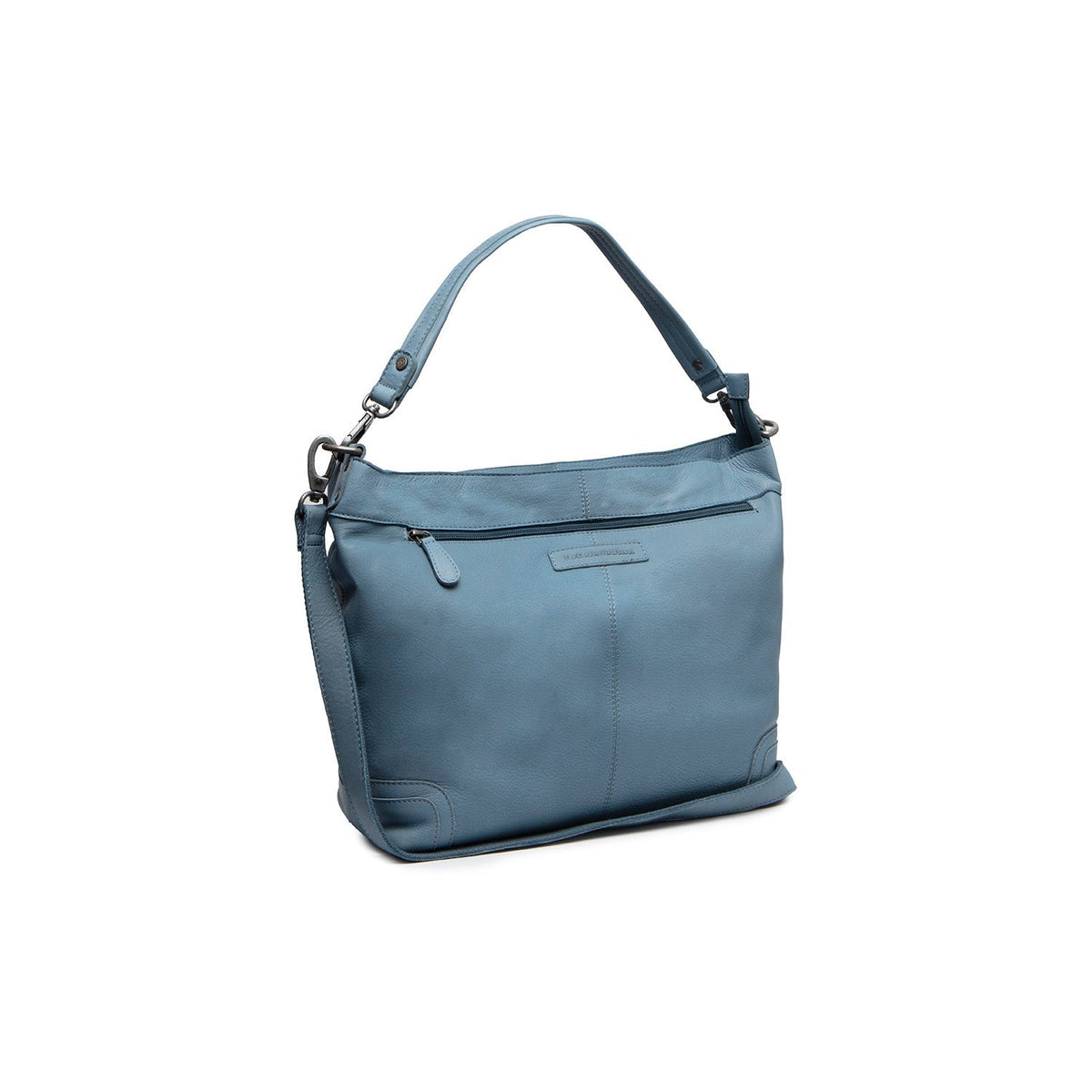 Sky Blue Leather Shoulder Bag Astero, front view