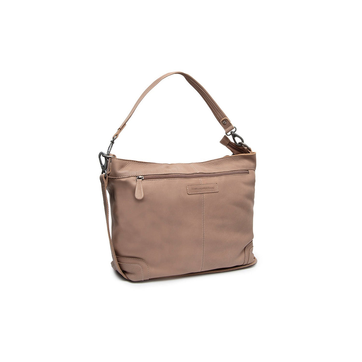 Taupe Leather Shoulder Bag Astero, front view