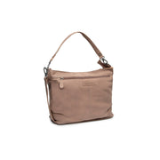 Taupe Leather Shoulder Bag Astero, front view