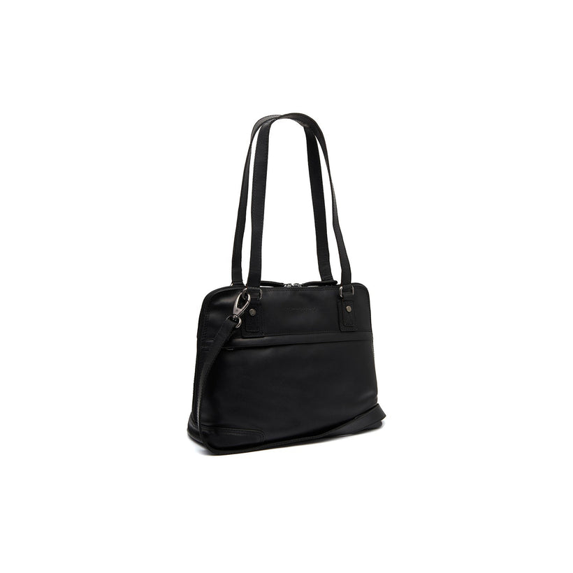 Black Leather Shoulder Bag Belgrado, front view