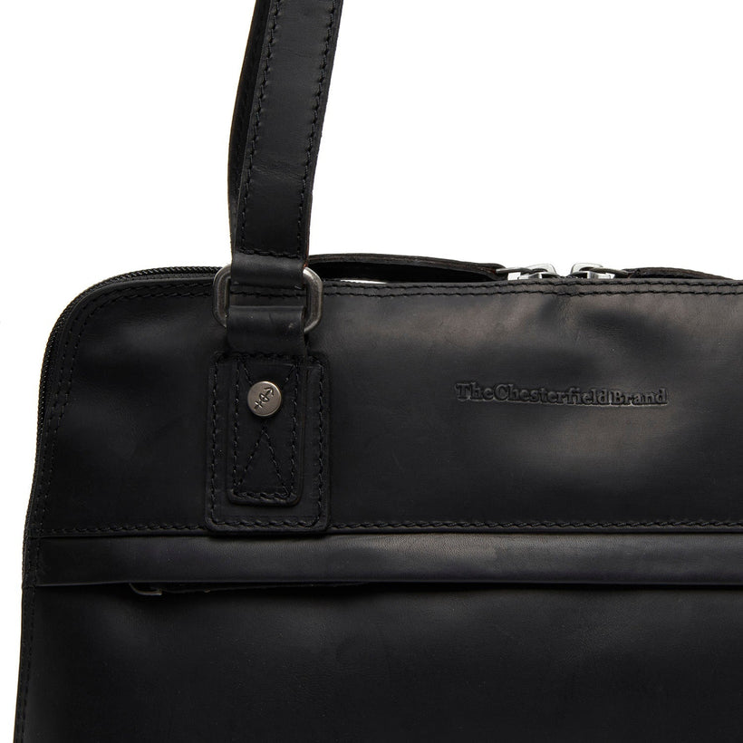 Black Leather Shoulder Bag Belgrado, front view