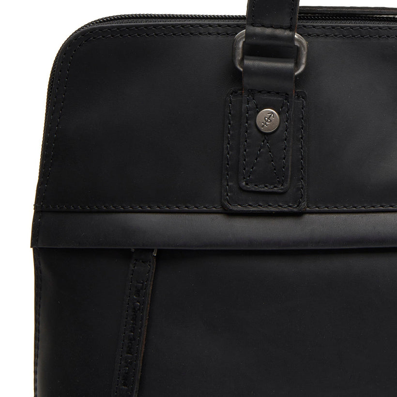 Black Leather Shoulder Bag Branson, front view