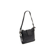 Black Leather Shoulder Bag Calora, front view