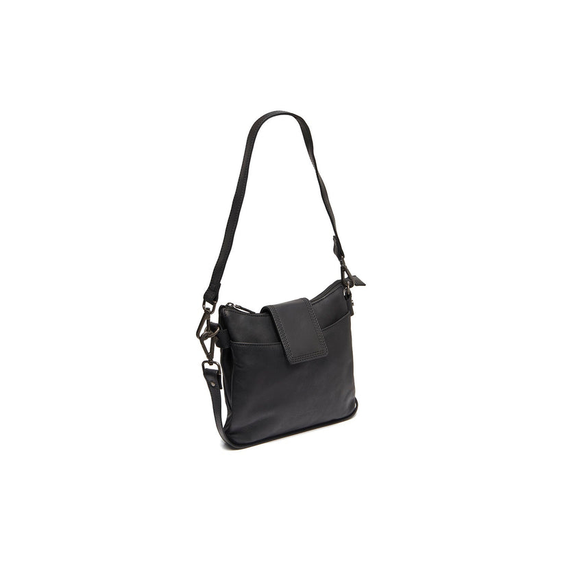 Black Leather Shoulder Bag Calora, front view