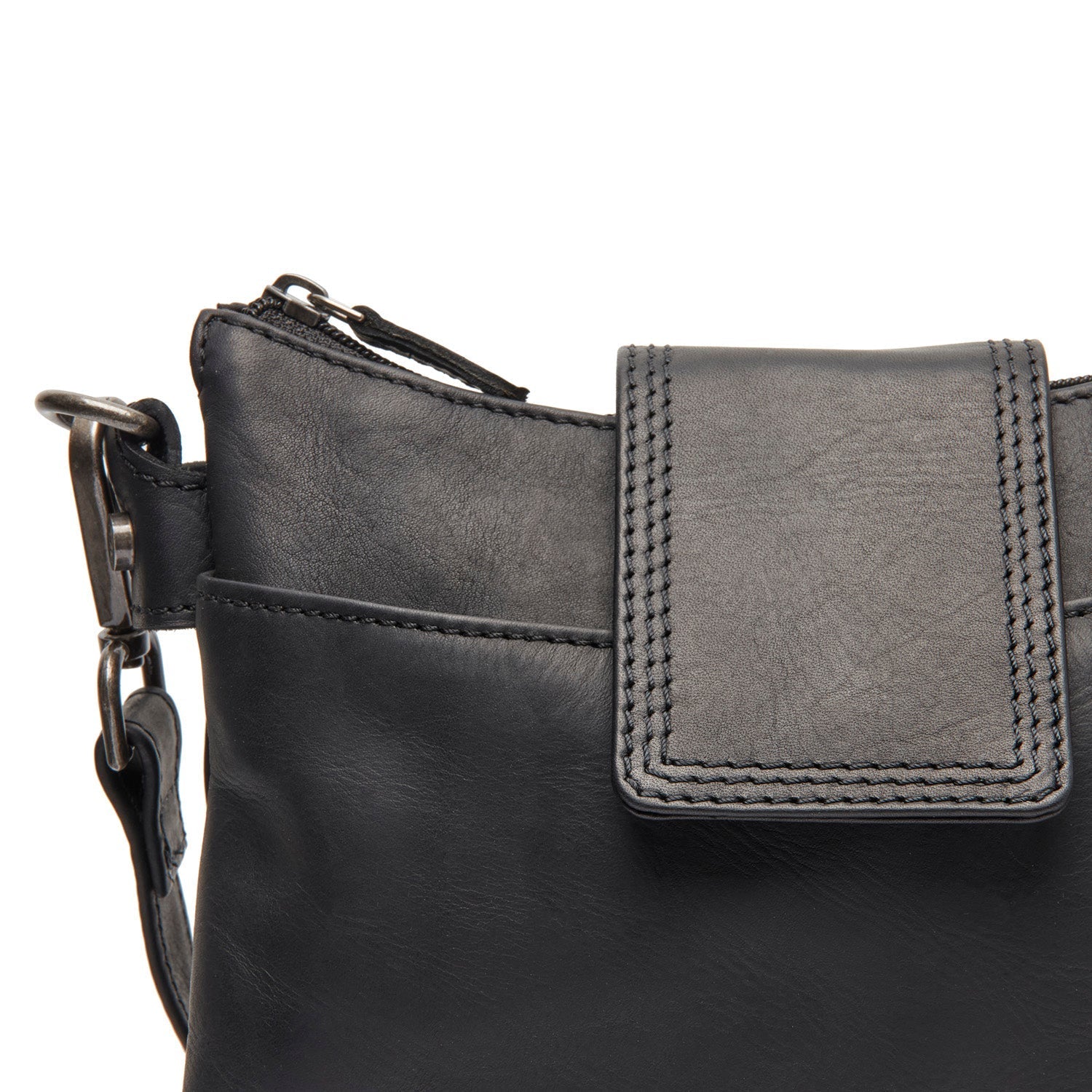 Black Leather Shoulder Bag Calora, product view 2