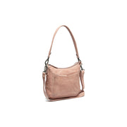 Vintage Rose Leather Shoulder Bag Caroline, front view