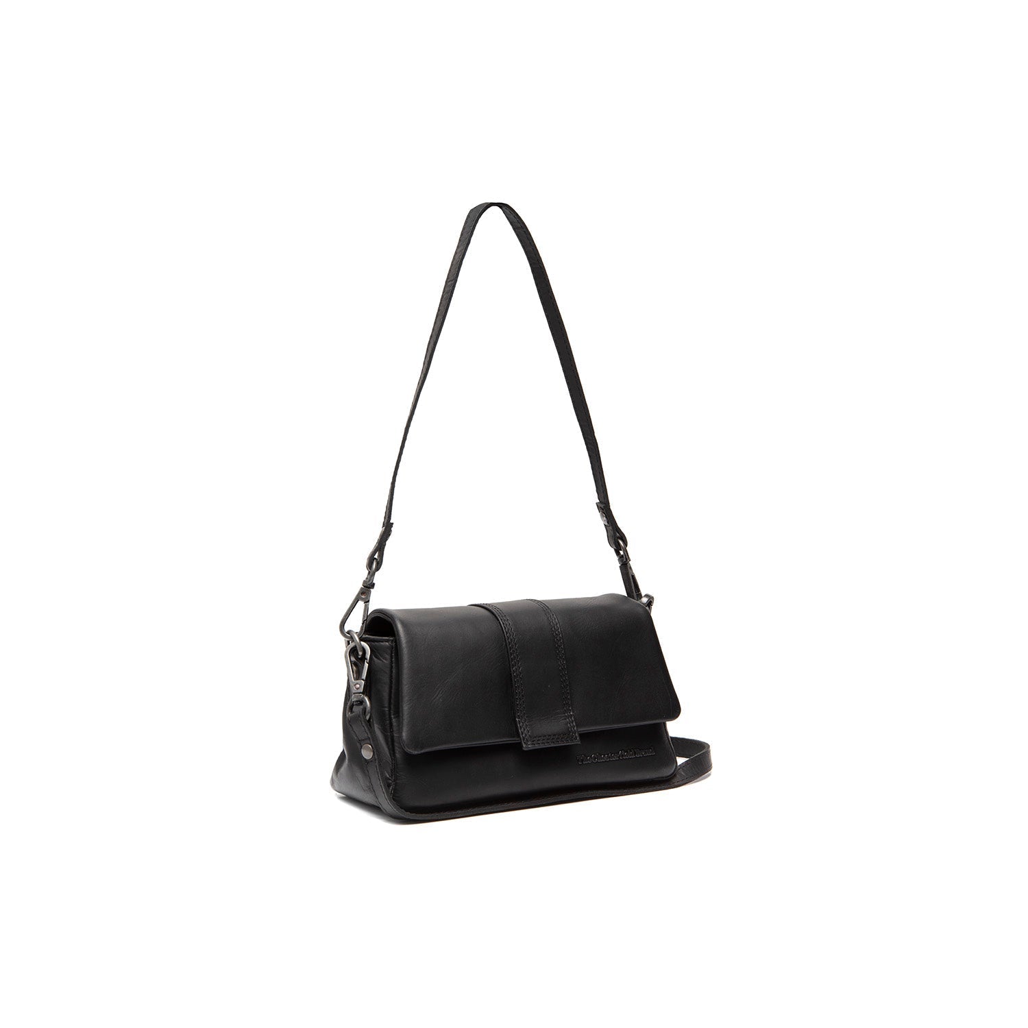 Black Leather Shoulder Bag Clifden, front view