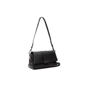 Black Leather Shoulder Bag Clifden, front view