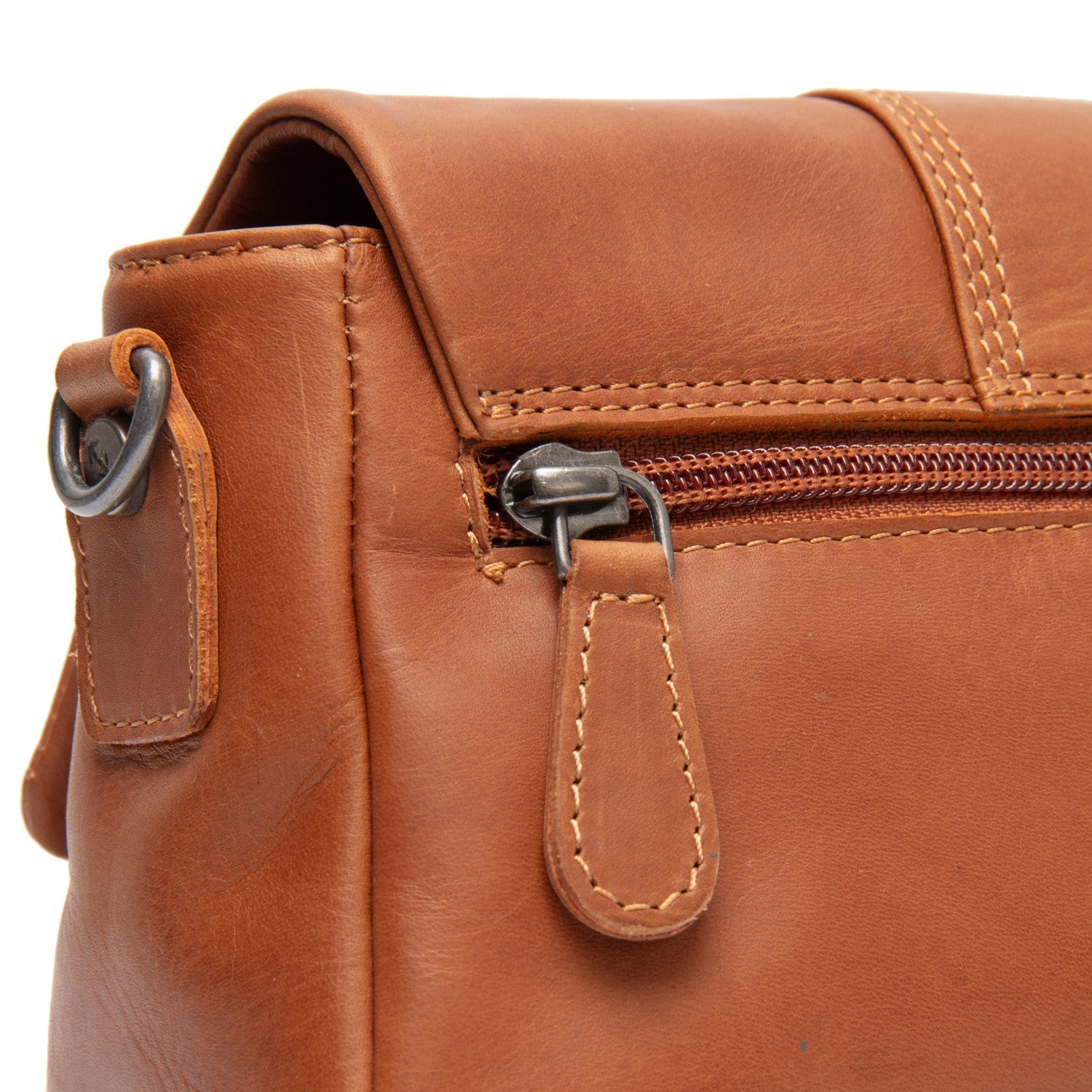 Cognac Leather Shoulder Bag Clifden, detail view 4