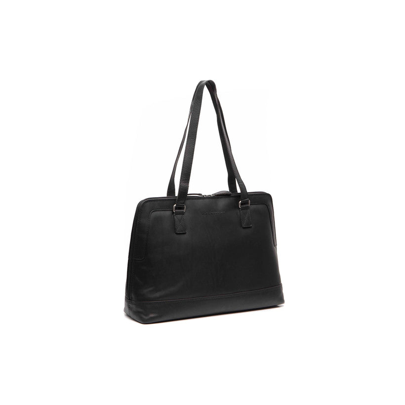 Black Leather Shoulder Bag Elvar, front view