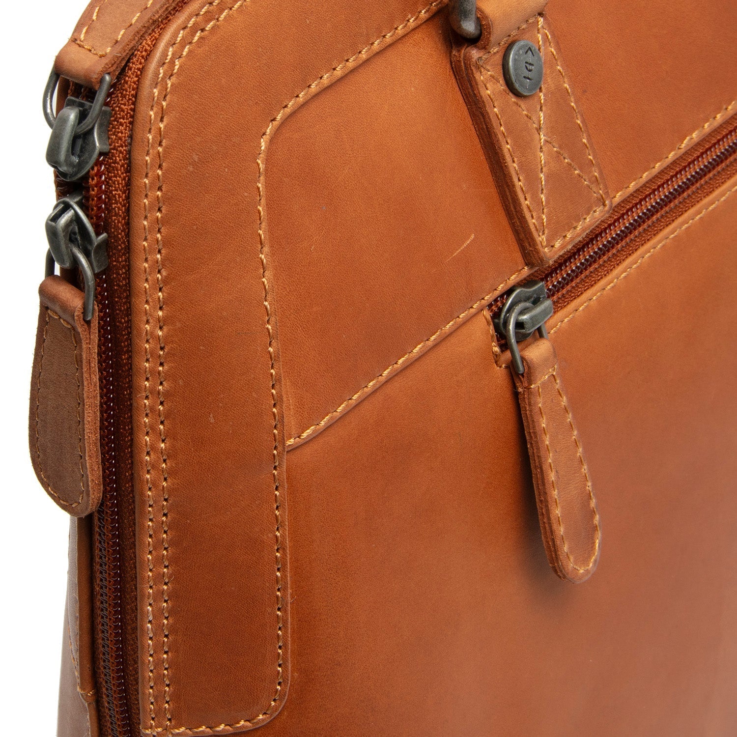 Cognac Leather Shoulder Bag Elvar, detail view 3