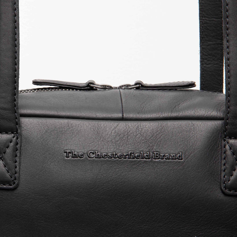 Black Leather Shoulder Bag Fenno, front view