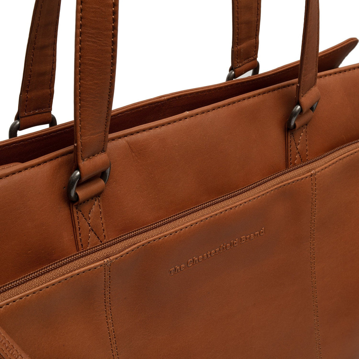 Cognac Leather Shoulder Bag Fidenza, detail view 3