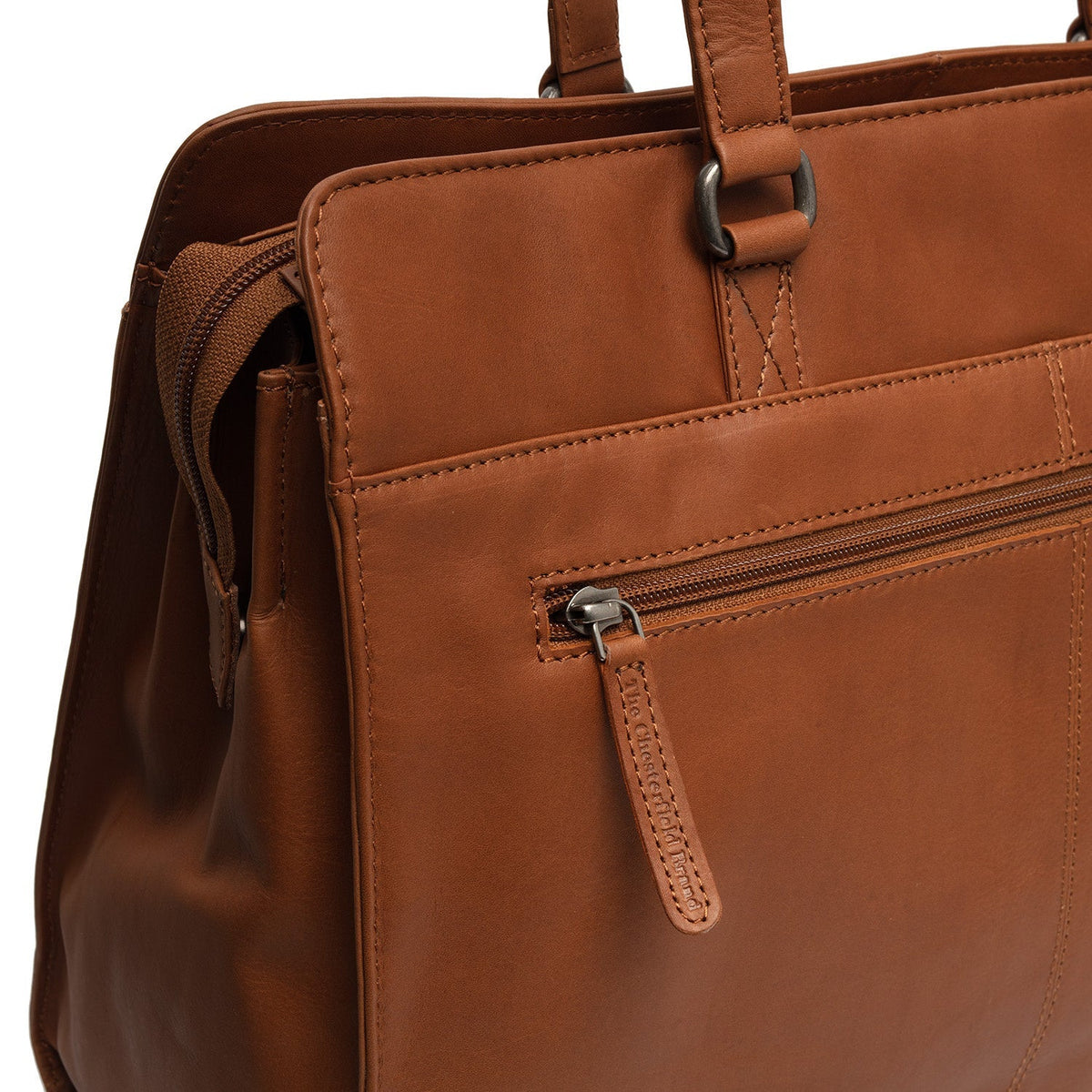 Cognac Leather Shoulder Bag Fidenza, detail view 6